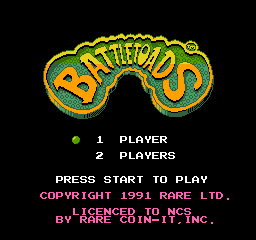 Battletoads title screen for Famicom